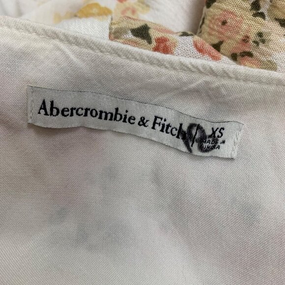 Abercrombie & Fitch Floral Wrap Dress XS V-Neck Short Sleeve Ruffle Hem White - Picture 4 of 5